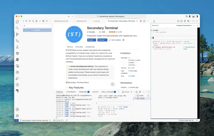 Using Claude Code CLI in VS Code's Secondary Side Bar